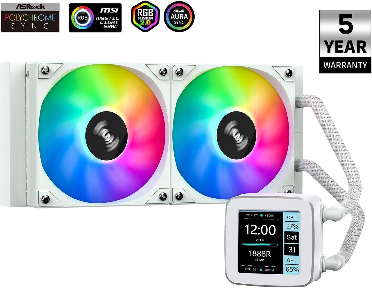 SAMA LD240 White AIO CPU Cooler w/ 2.8" LCD